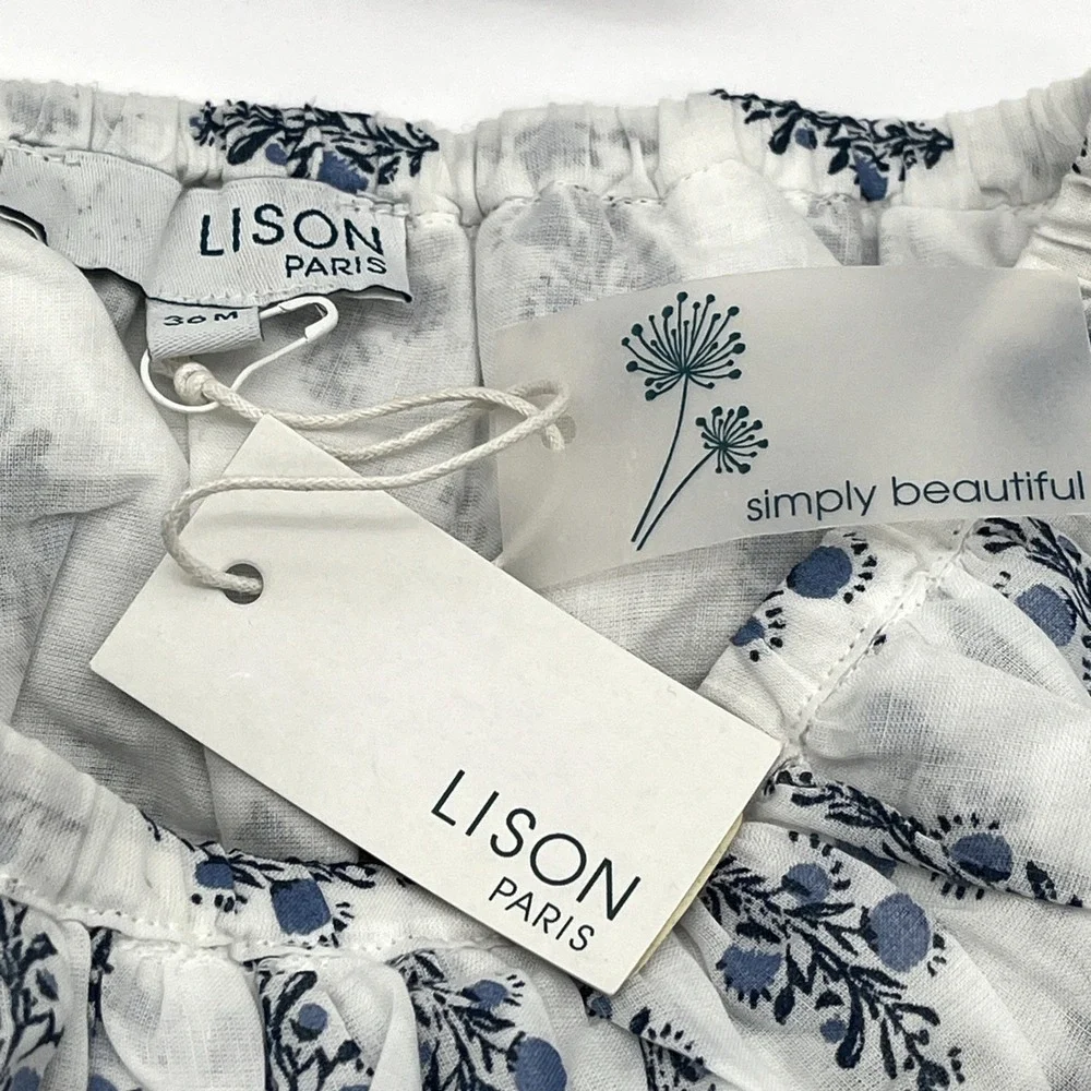 Lot of 3 Lison Paris Baby Bloomers 36M White Blue Cotton Ruffle NWT